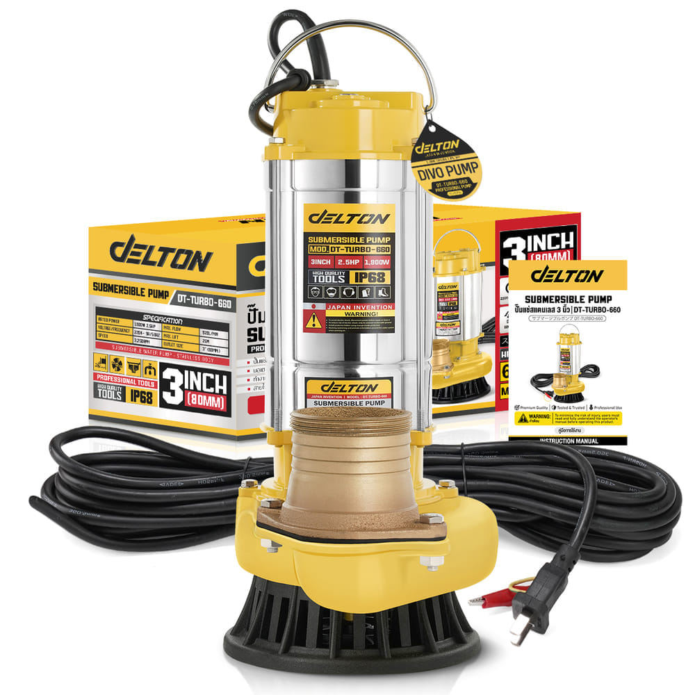 ปั๊มจุ่ม DELTON รุ่น DT-TURBO-660 ขนาด 3 นิ้ว 2.5HP 1,900W